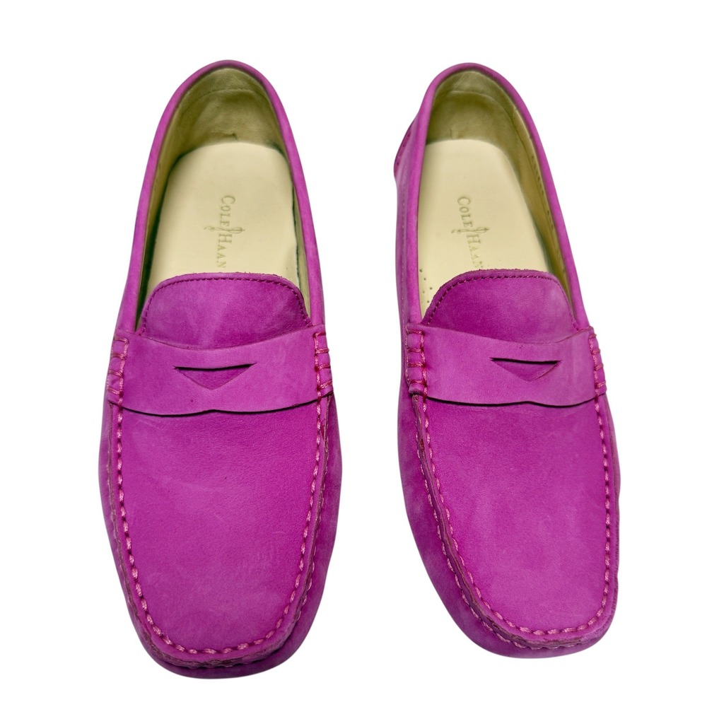 Cole Haan Fuchsia Suede Penny Loafers - Picture 2 of 9